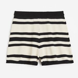 H&M fine knit shorts striped high rise neutral resort beach swim coverup